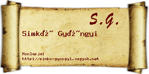 Simkó Gyöngyi névjegykártya